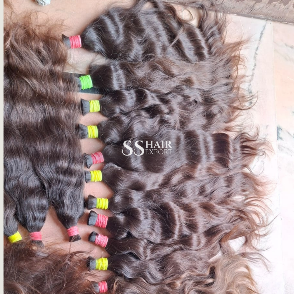 Bulk Human Hair Bundle Brown Indian Hair Extension Unweft Weaving Braids
