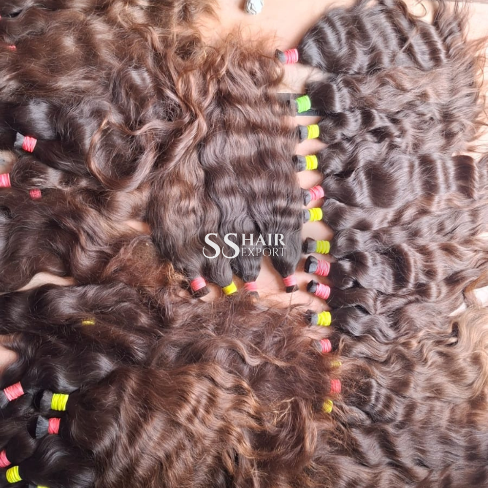 Bulk Human Hair Bundle Brown Indian Hair Extension Unweft Weaving Braids