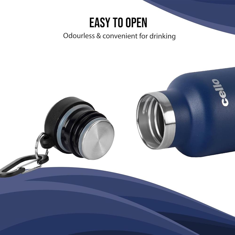 CELLO Duro Hector Insulated Stainless Steel Flask for Daily Use 850 ml, Blue | Rust Resistant, Leakproof Double Wall Vacuum Insulated Hot & Cold Thermosteel Water Bottle Home Travel Gym & Office Use