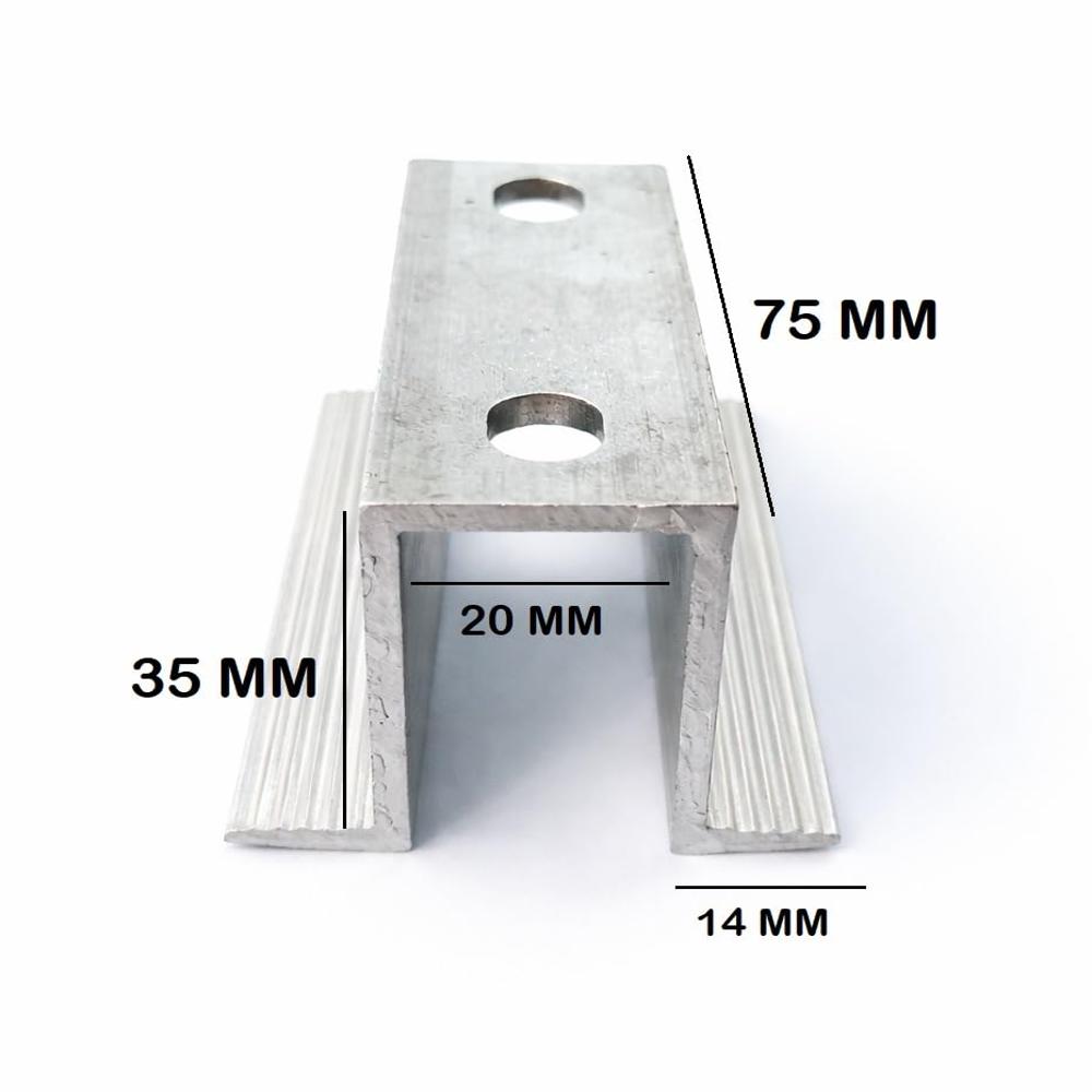 Mid  Double Hole Clamp 30*75 - Application: Solar Panel Mounting