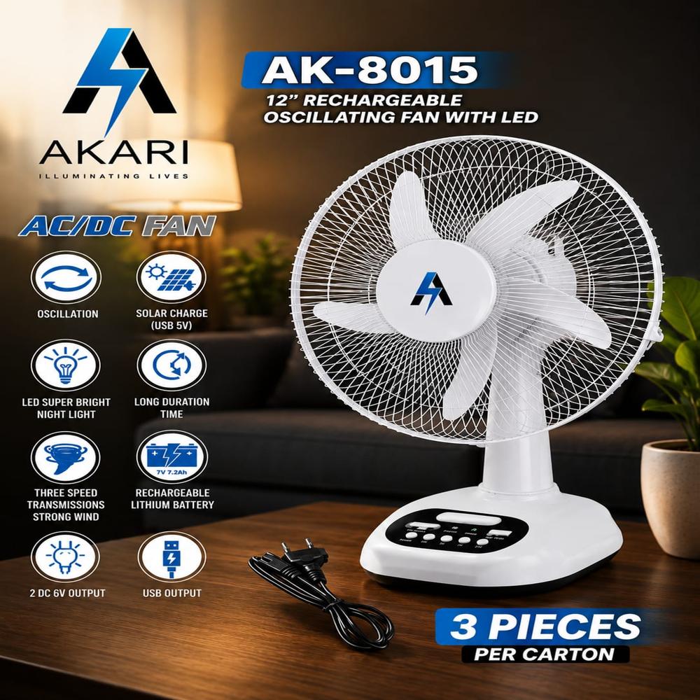Akari Ak-8015 Table Fan - Blade Material: Metal