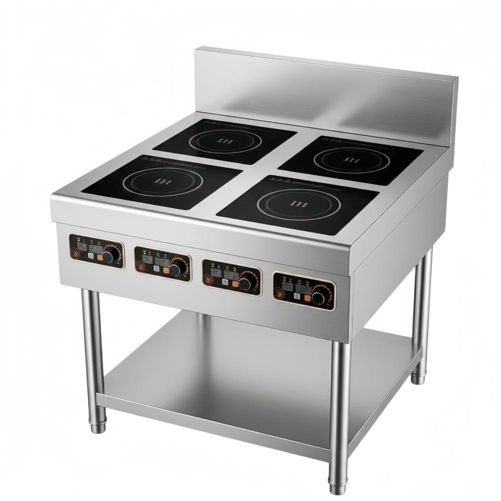 Four Burner Induction Cooking Range - Color: Silver