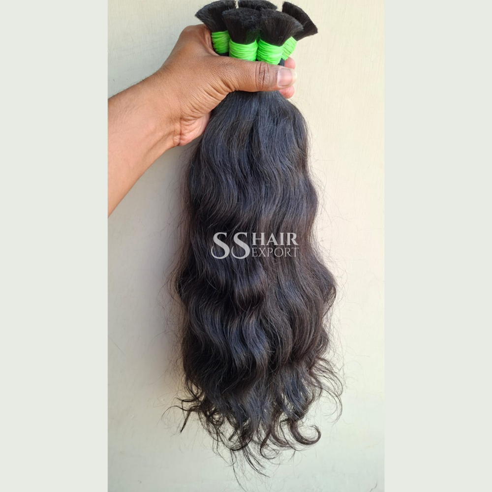 Indian Bulk Human Hair Braiding Natural Black Weaving 22inch