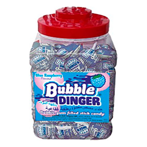 Bubble Dinger Cherry Flavour Hard Boiled Candy Lollipop With Chewing Gum Filling
