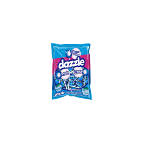 Dazzle Blueberry Flavour Hard Boiled Candy Lollipop with Chewing Gum Filling