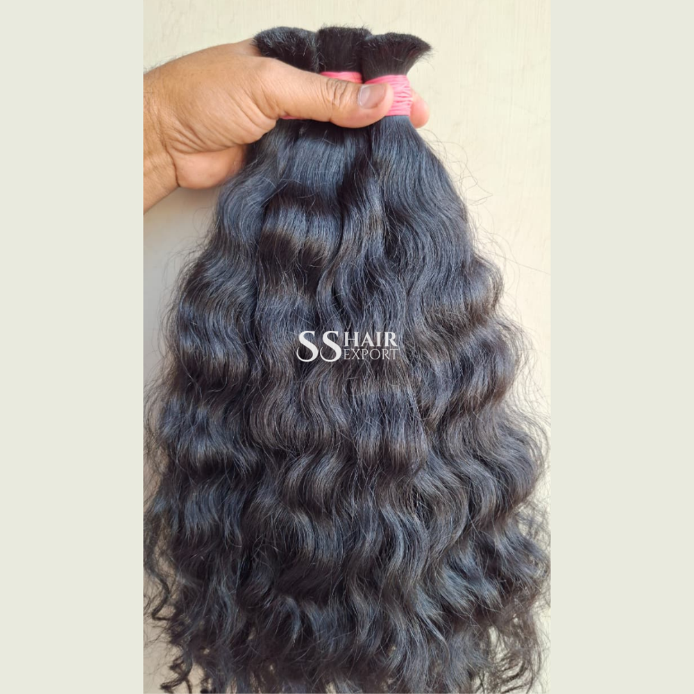 Curly Hair Indian Bulk Human Hair Natural Weaving Braids 100gm Export Quality