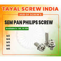 Sem Pan Philips Screw - Stainless Steel Ss 304, M3-m8, Pan Head | Phillips Drive, Din/iso/is Certified, Polished Finish