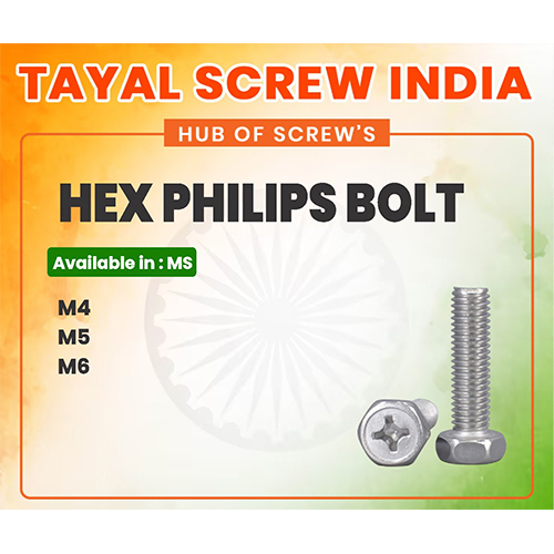 Hex Philips Bolt - M4, M5, M6 Sizes | Hex Head with Philips Slot, Customizable Lengths