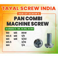 Pan Combi Machine Screw - Stainless Steel Ss 202/304, M2-m8, Combination Phillips/slot Drive, Bright Finish