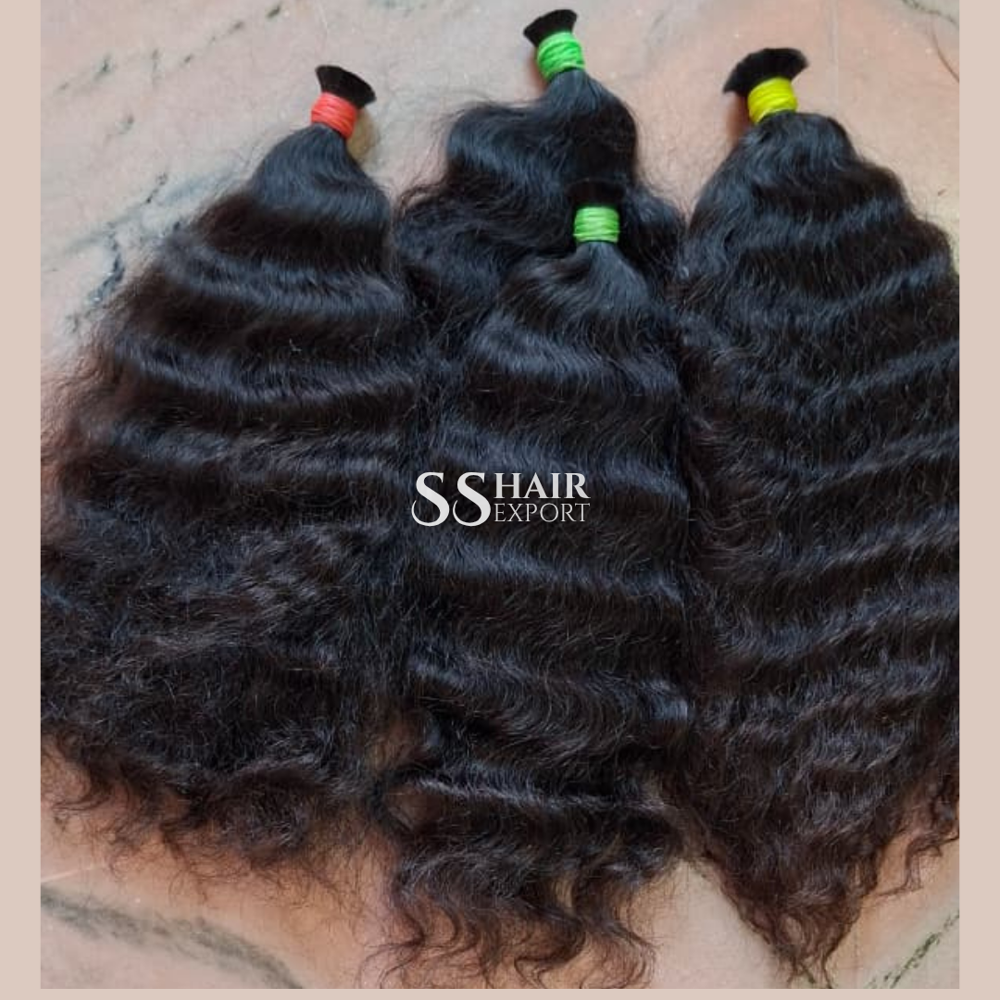 Curly Hair Weave Bulk Human Hair Indian Natural Black Braids Salon Use