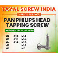 Pan Philips Head Tapping Screw - Stainless Steel Ss 304, M1.2-m2, Silver | Full Thread, Self-tapping, Corrosion Protected