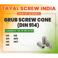 Grub Screw Cone - Stainless Steel M3 To M12, Metallic Silver/grey | Din 914, Cone Point, Precision Threaded