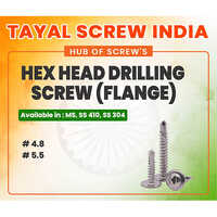 Hex Head Drilling Screw Flange - Stainless Steel Ss 410/304, #4.8/#5.5, Self Tapping, Flange Head For Load Distribution