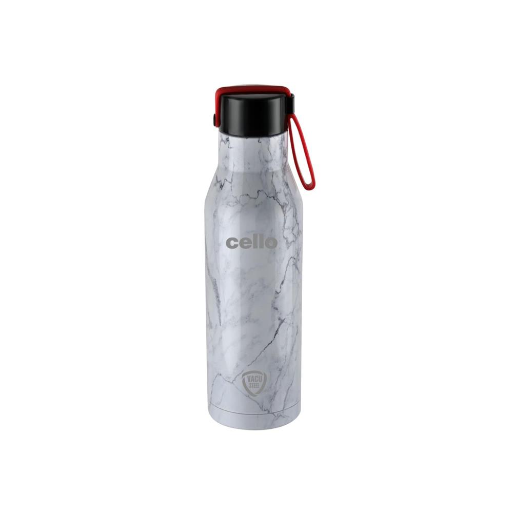 Cello Deezee Mate Insulated Flask | Hot and Cold Stainless Steel Water Bottle | Double Walled Carry Flask for Travel, Home, Office, School | Long Lasting Colour Coating | 550ml, White
