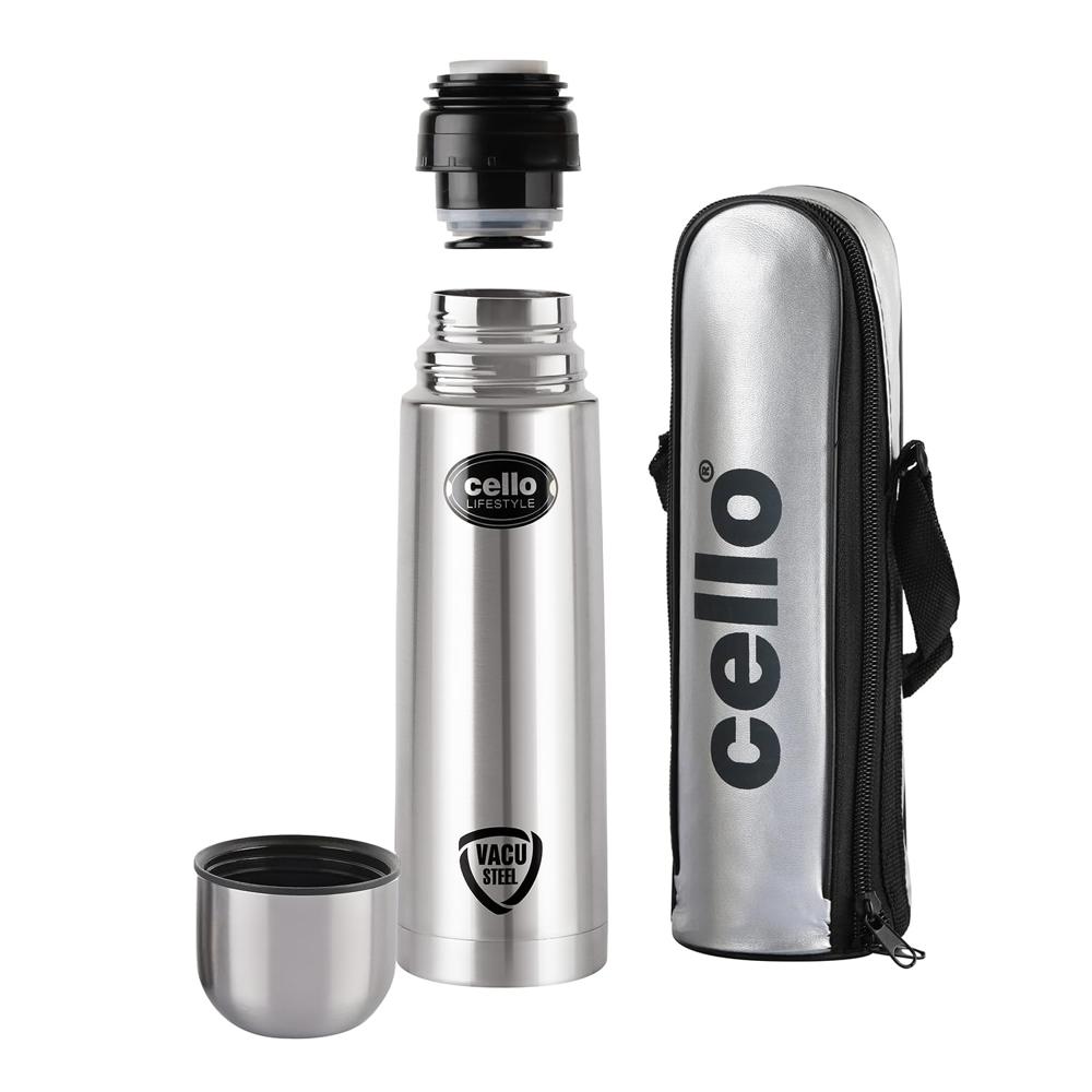 CELLO Lifestyle Insulated Stainless Steel Flask Water Bottle with Jacket for Daily Use 750 ml | ISI Certified Double Wall Vacuum Insulated 24 Hrs Hot & Cold Thermos Water Bottle for Office Gym Travel