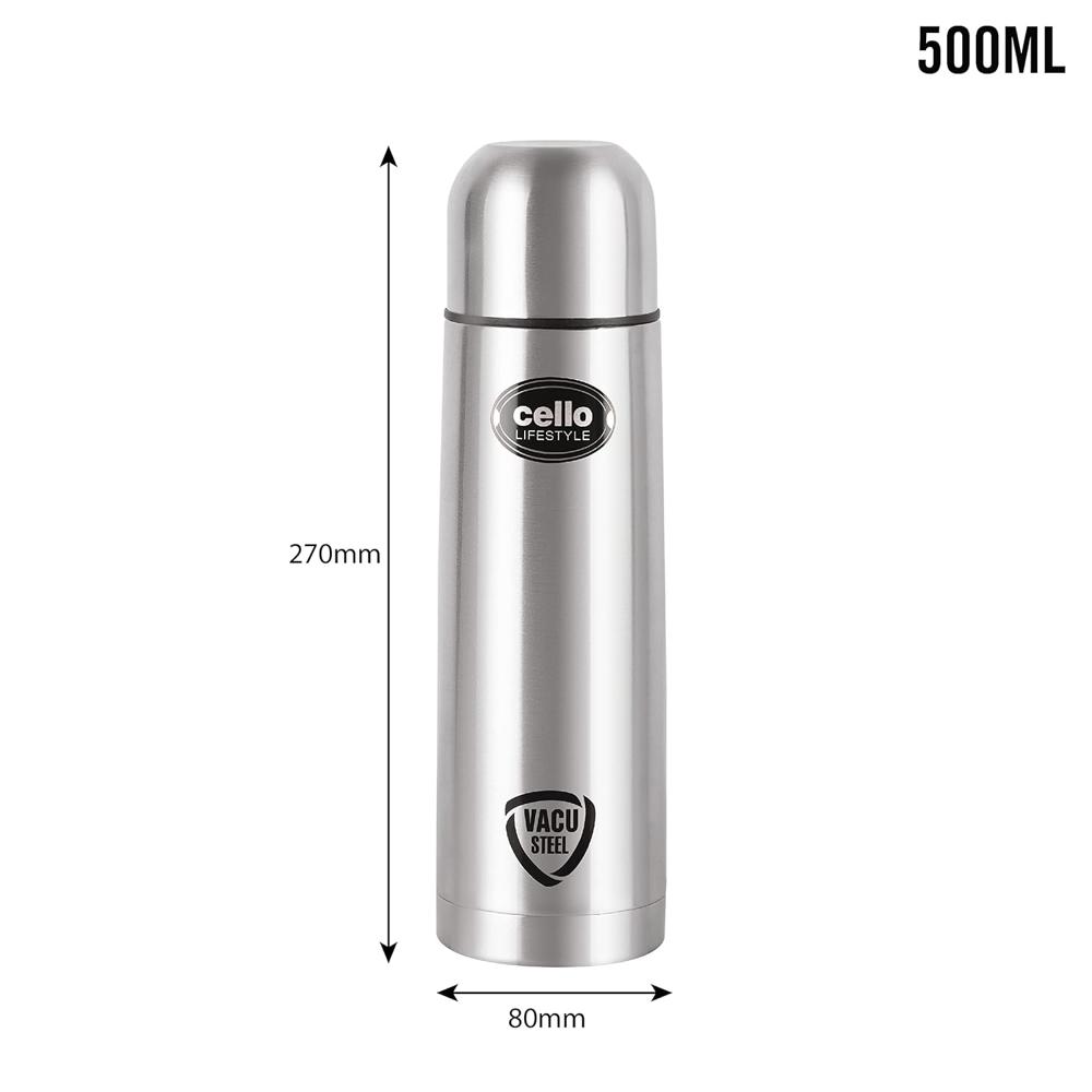 CELLO Lifestyle Insulated Stainless Steel Flask Water Bottle with Jacket for Daily Use 750 ml | ISI Certified Double Wall Vacuum Insulated 24 Hrs Hot & Cold Thermos Water Bottle for Office Gym Travel