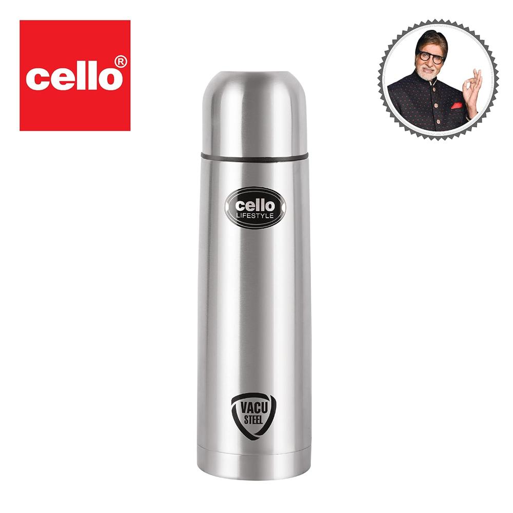 CELLO Lifestyle Insulated Stainless Steel Flask Water Bottle with Jacket For Daily Use 1000 ml | ISI Certified Double Wall Vacuum Insulated 24 Hrs Hot & Cold Thermos Water Bottle For Office Gym Travel