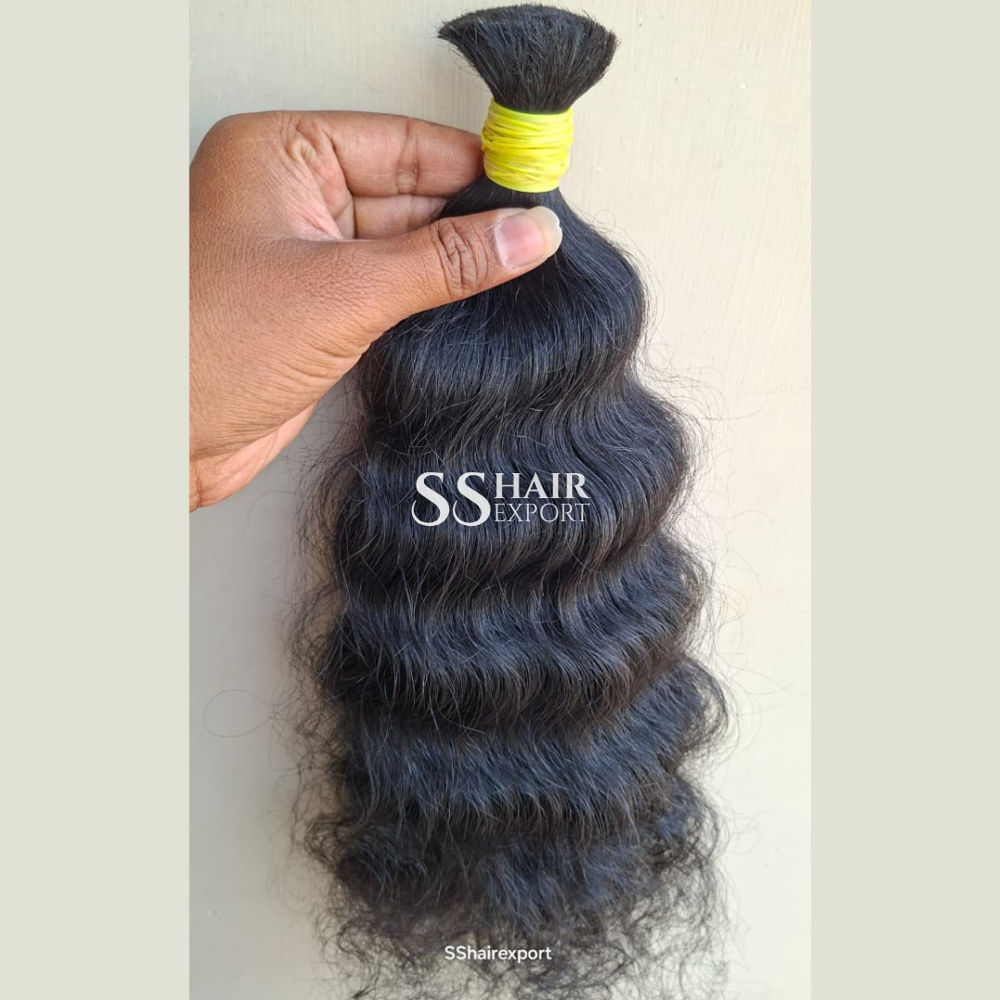 Curly Bulk Human Hair 18inch 100gm Per Bundle Indian Weaving Braiding