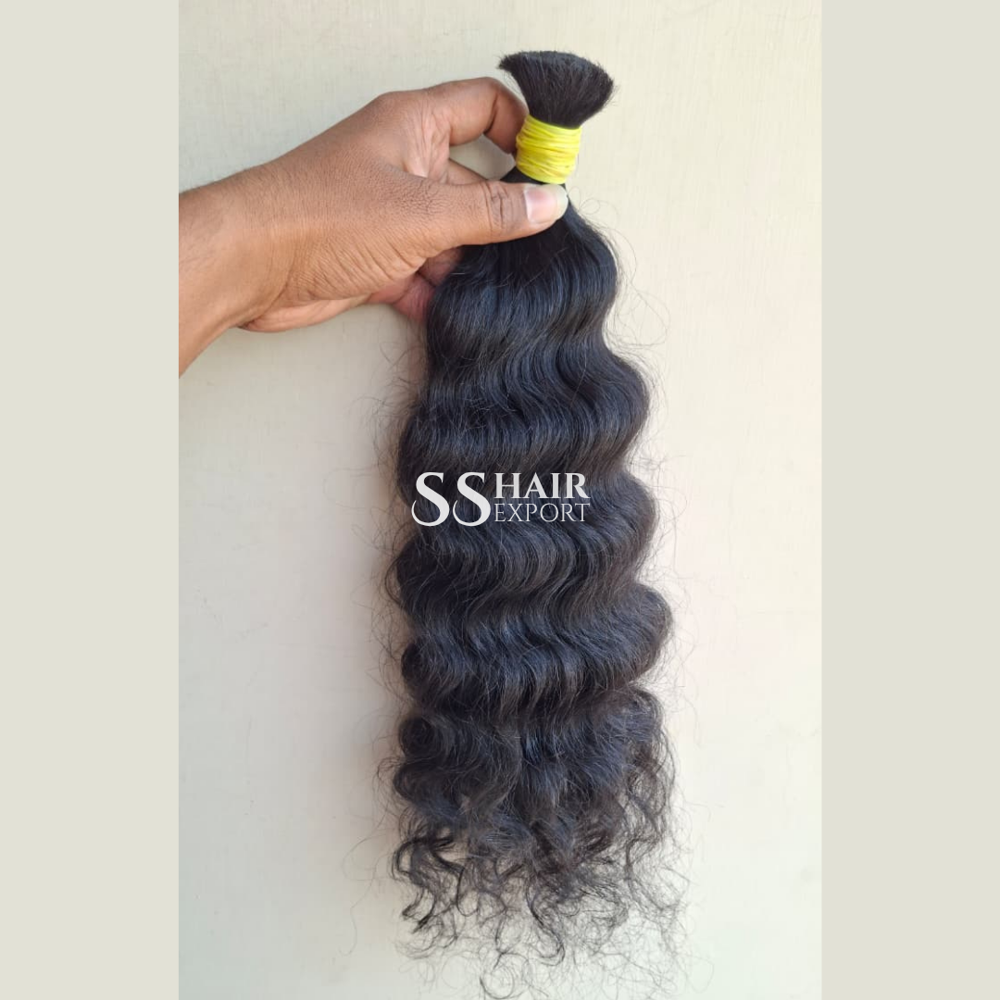 Curly Bulk Human Hair 18inch 100gm Per Bundle Indian Weaving Braiding
