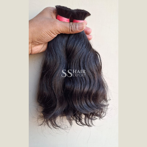 Indian Remy Bulk Human Hair Bundles With Full Density Double Drawn Wholesale