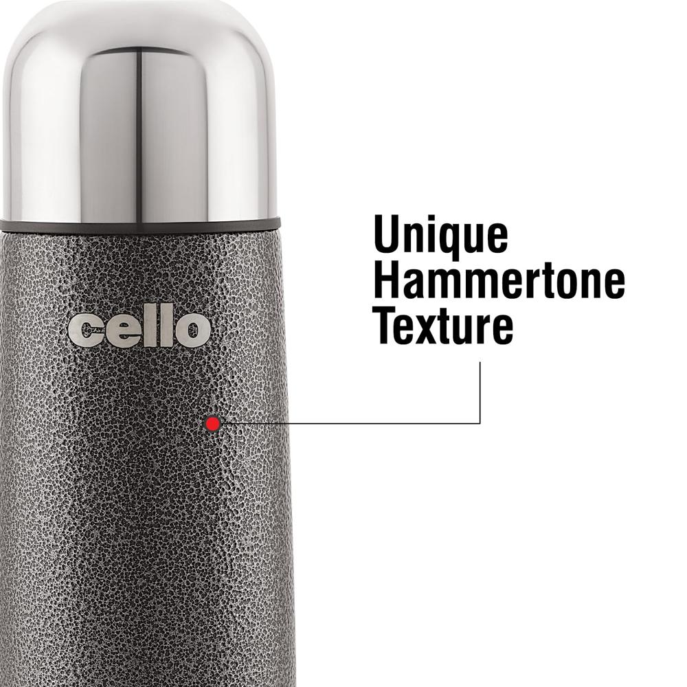 Cello Flipper Stainless Steel Vacuum Insulated Flask 1000ml, Grey | Hot and Cold Water Bottle with Flip lid | Double Walled Bottle for Home, Office, Travel