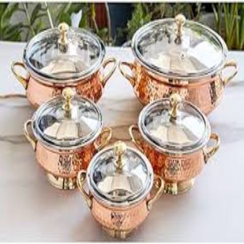 SERVING HANDI LID La Coppera Pure Bronze Metal Polish Finish Serving Handi with Lid