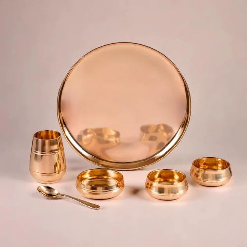 Handcrafted Pure Copper Hammered Restaurant-Style Finger Bowl and Soup Katori Set with Matching Underliner Plate