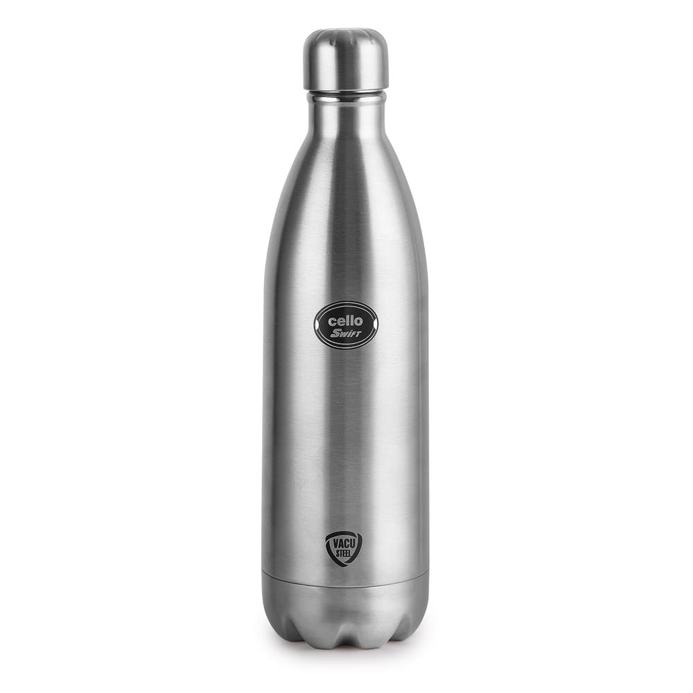 Cello Swift Insulated Stainless Steel Flask Water Bottle For Daily Use 1000 Ml | Isi Certified Double Wall Vacuum Insulated 24 Hours Hot & Cold Thermos Water Bottle For School, Picnic, Gym & Travel - Coating Type: Na