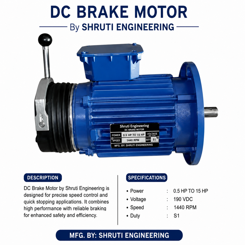 Dc Brake Motor - Cast Iron, 80-280 Mm Shaft, Blue | Fail-safe Electromagnetic Dc Disc Brake, Tefc Cooling, Ip55 Protection
