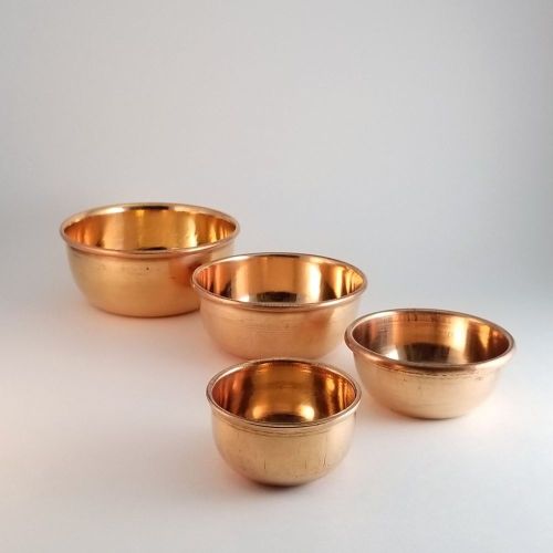 Handcrafted Pure Copper Hammered Restaurant-Style Finger Bowl and Soup Katori Set with Matching Underliner Plate