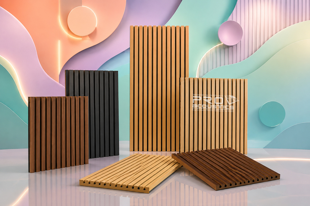 Auditorium Grooved Wooden slats Acoustic Panel