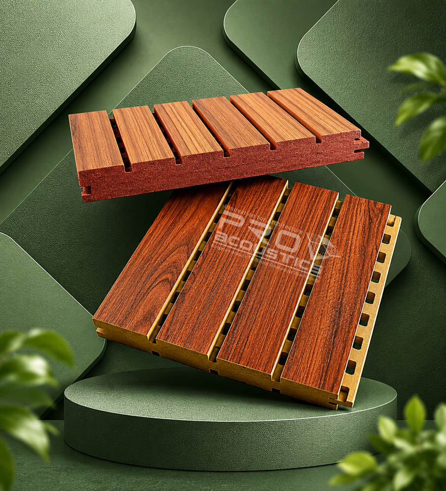 Auditorium Grooved Wooden slats Acoustic Panel