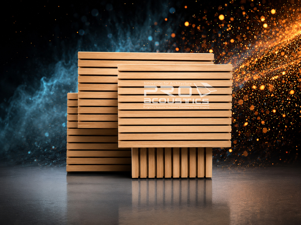 Auditorium Grooved Wooden slats Acoustic Panel