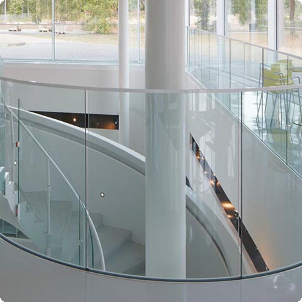 Designer Bend Glass Staircase Railing