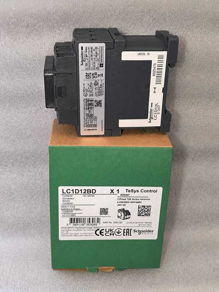 Schneider Lc1D12Bd 24V Dc Contactor - Application: Motor Control & Industrial Automation