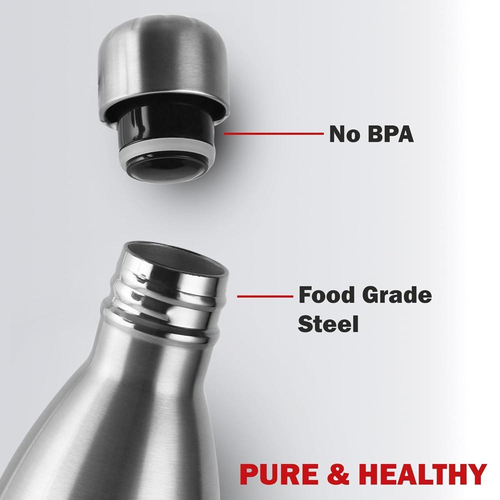 CELLO Swift Insulated Stainless Steel Flask Water Bottle for Daily Use 350 ml | ISI Certified Double Wall Vacuum Insulated 24 Hours Hot & Cold Thermos Water Bottle for School, Picnic, Gym & Travel