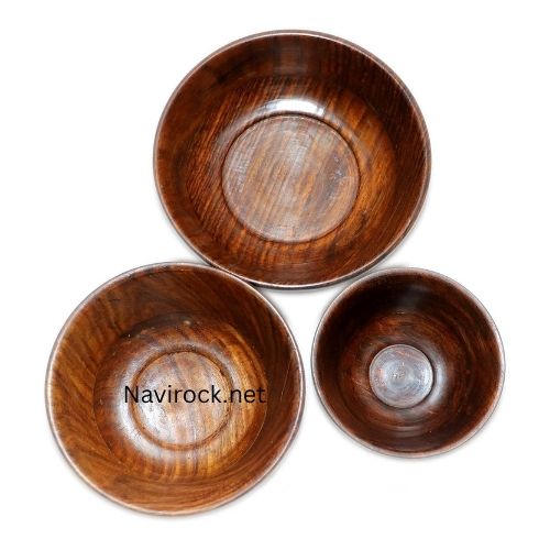 Rustic Wooden Serving Bowls (Set of 3) Perfect for Meals, Snacks & Home Decor