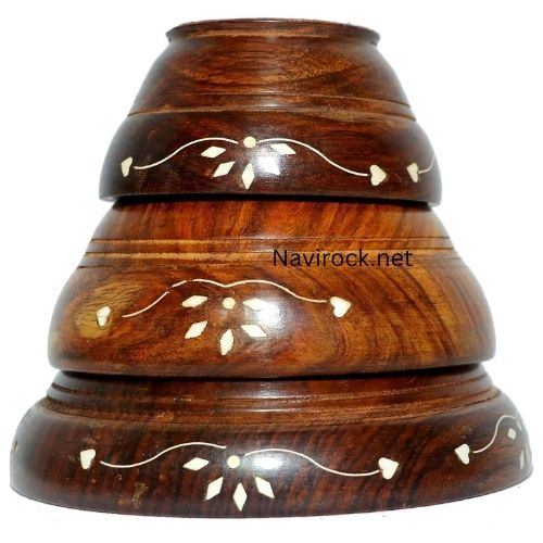 Rustic Wooden Serving Bowls (Set of 3) Perfect for Meals, Snacks & Home Decor