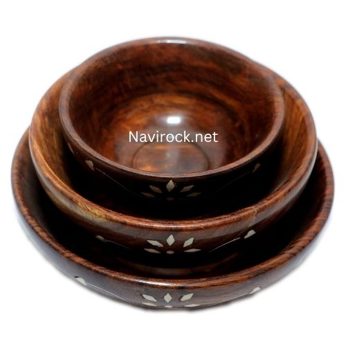 Rustic Wooden Serving Bowls (Set of 3) Perfect for Meals, Snacks & Home Decor