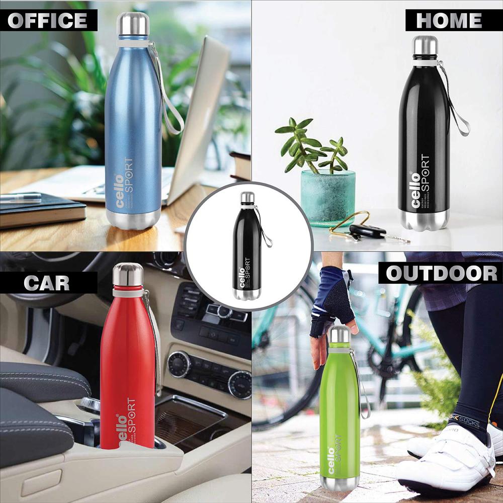 Cello Scout Stainless Steel Insulated Water Bottle with Wrist Strap | Double Walled Bottle | Leakproof | Ideal for Outdoor Activities, Office, Home & School, College | 500ml, Red