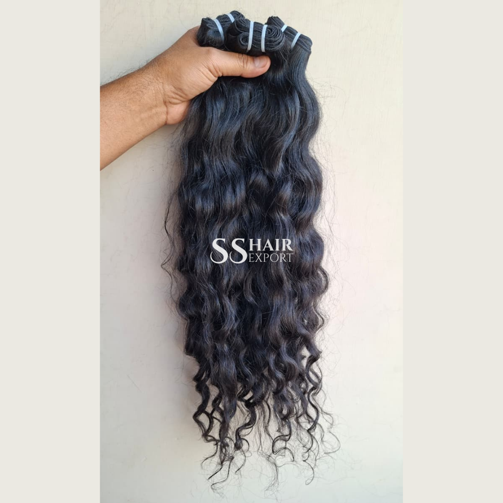Curly Bundles Weave Human Hair Raw Indian Sew In Weft Extensions 24inch