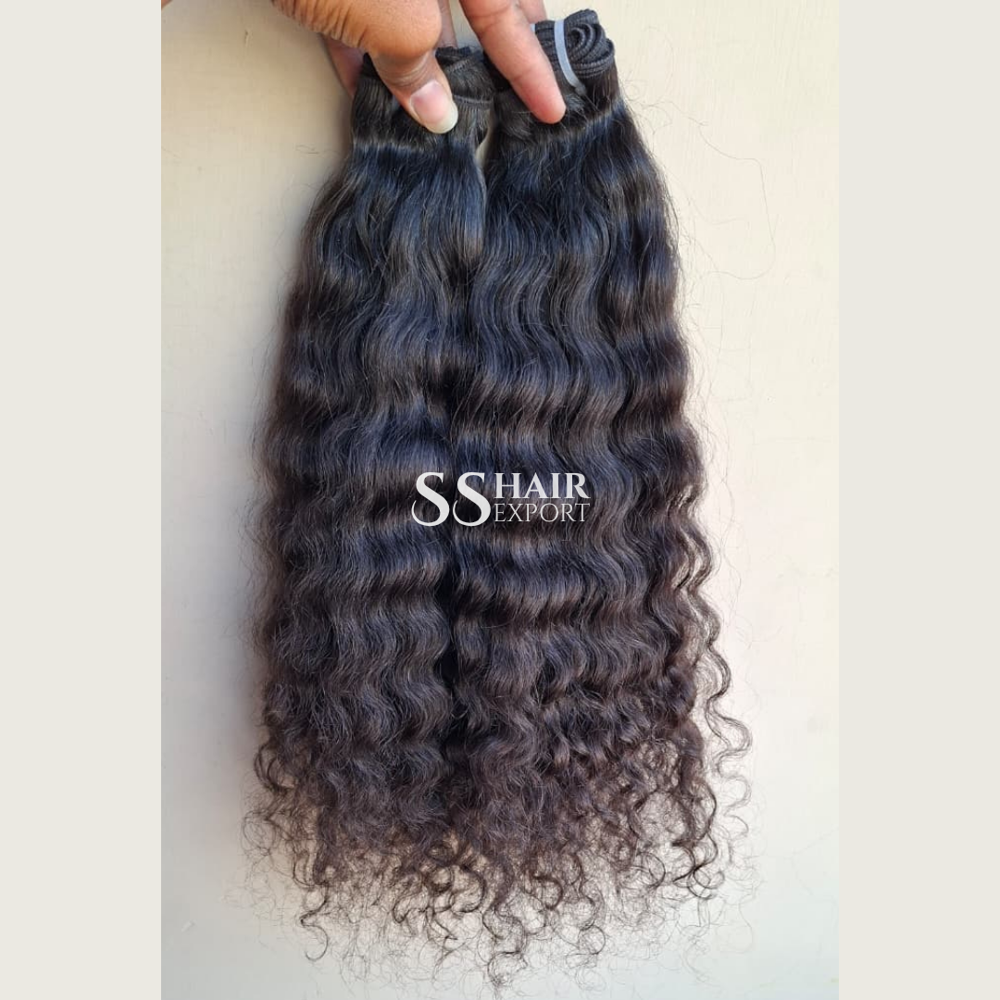 Natural Curly Human Hair Sew in Weave Weft Bundles Indian Manufacturer & Wholesaler