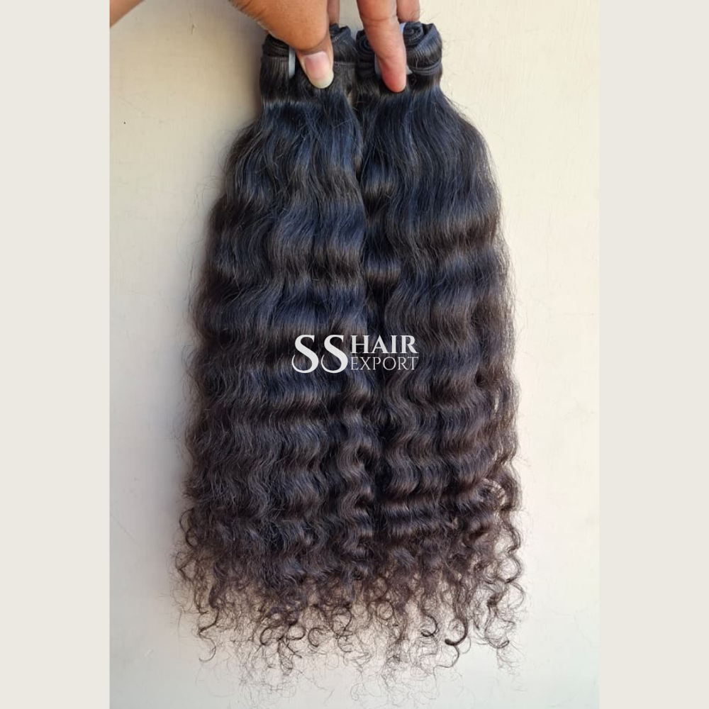 Natural Curly Human Hair Sew in Weave Weft Bundles Indian Manufacturer & Wholesaler