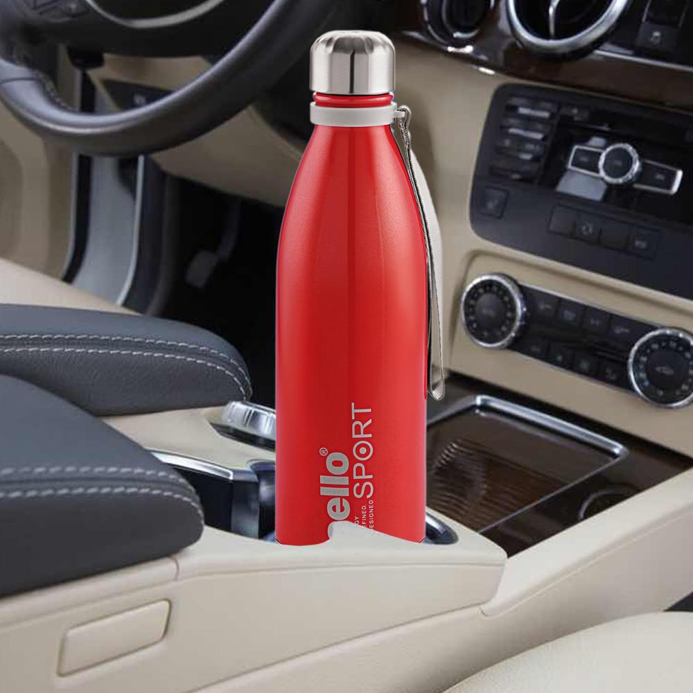 Cello Scout Stainless Steel Insulated Water Bottle with Wrist Strap | Double Walled Bottle | Leakproof | Ideal for Outdoor Activities, Office, Home & School, College | 1000ml, Red