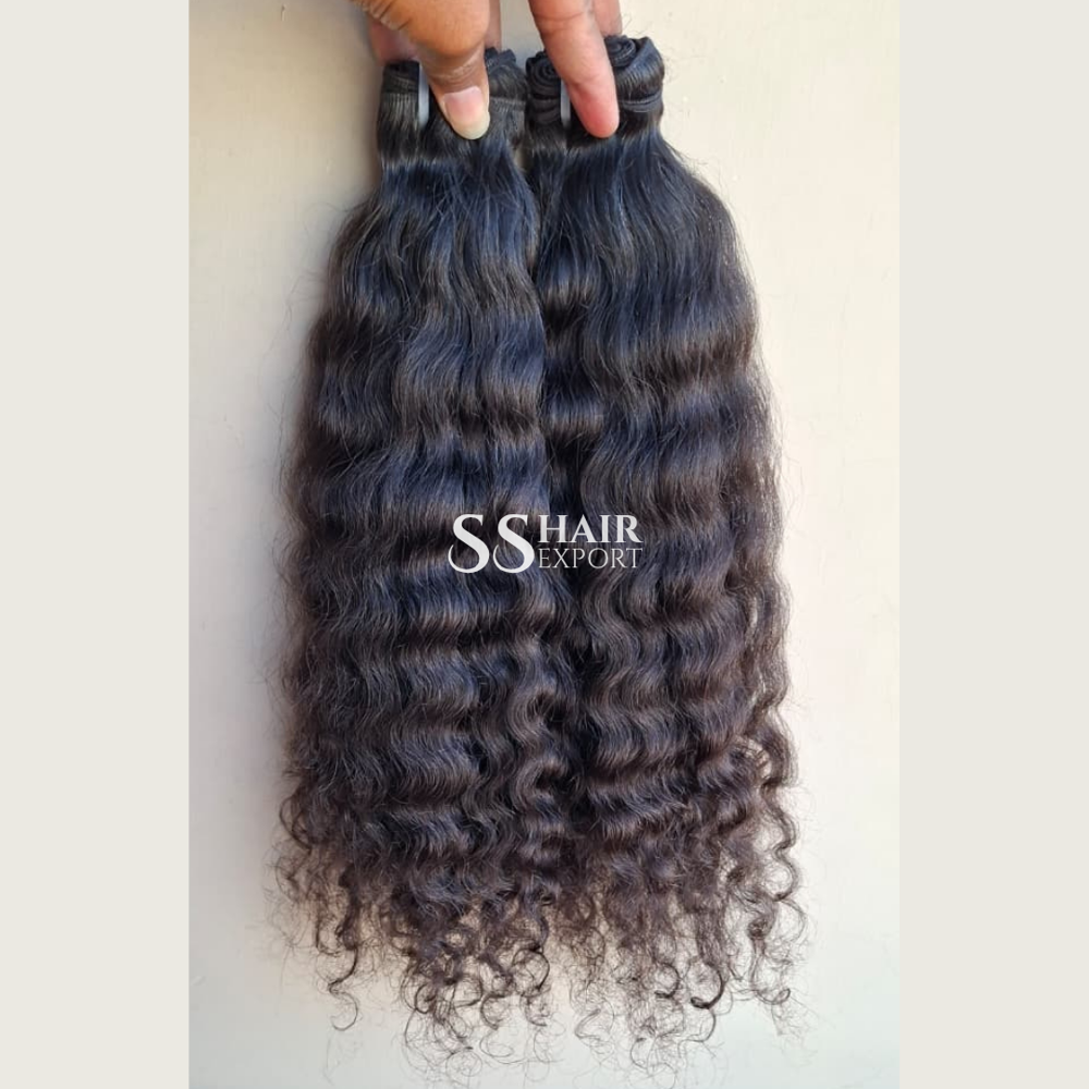 South Indian Temple Long Curly Hair Weave Weft Human Hair Extension