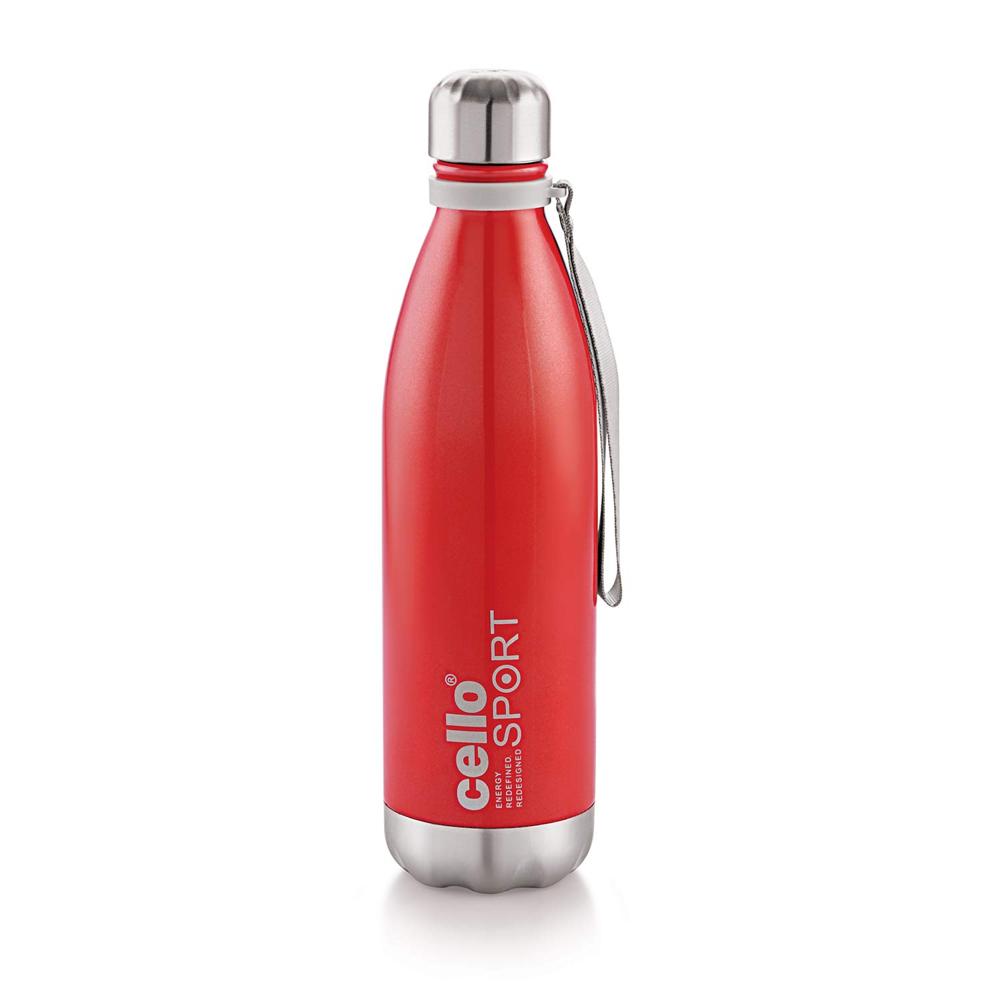 Cello Scout Stainless Steel Insulated Water Bottle with Wrist Strap | Double Walled Bottle | Leakproof | Ideal for Outdoor Activities, Office, Home & School, College 750 ML
