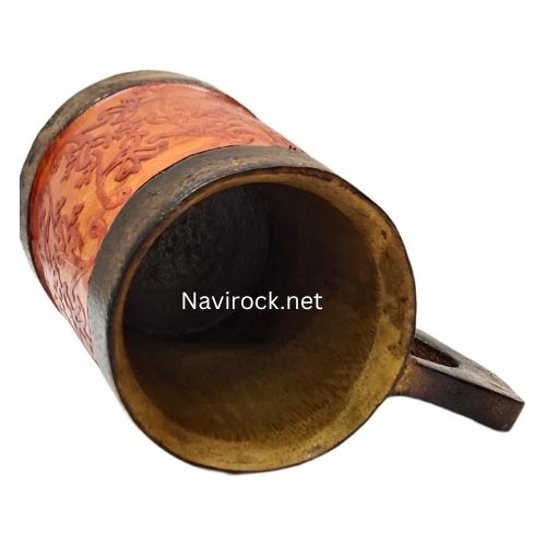 Vintage Style Wooden Beer Mug  Handcrafted Drinkware with Leather Binding