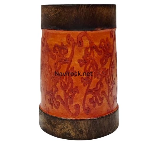 Vintage Style Wooden Beer Mug  Handcrafted Drinkware with Leather Binding