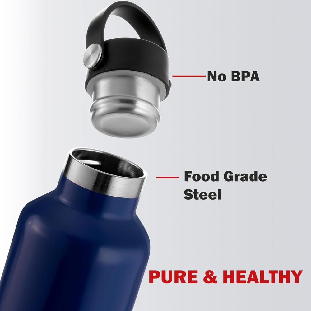 CELLO Aqua Bliss Thermosteel Insulated Water Bottle, 800ml, Blue | 24 Hours Hot and Cold Flask | Leak Proof | Office Bottle | Sports | Home | Kitchen | Hiking | Treking | Travel