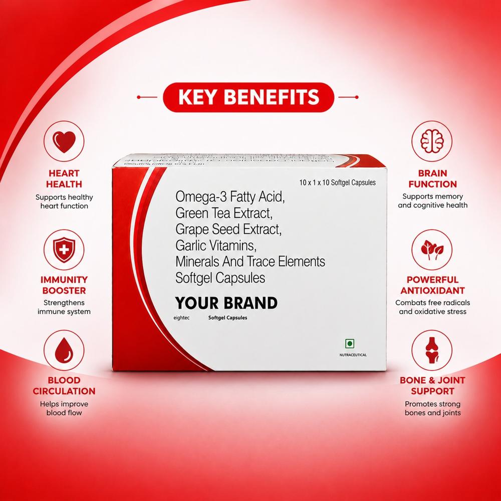 Omega-3 Fatty Acid, Green Tea Extract, Grape Seed Extract, Garlic Vitamins, Minerals And Trace Elements Tablets
